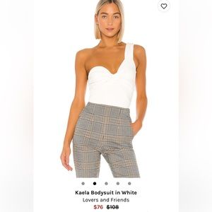 Bodysuit, white, one shoulder